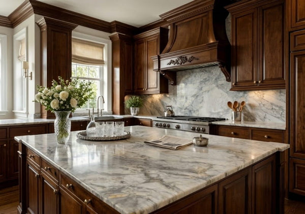 Dover Blue Polished Marble Slab Random 3/4 room scene 2