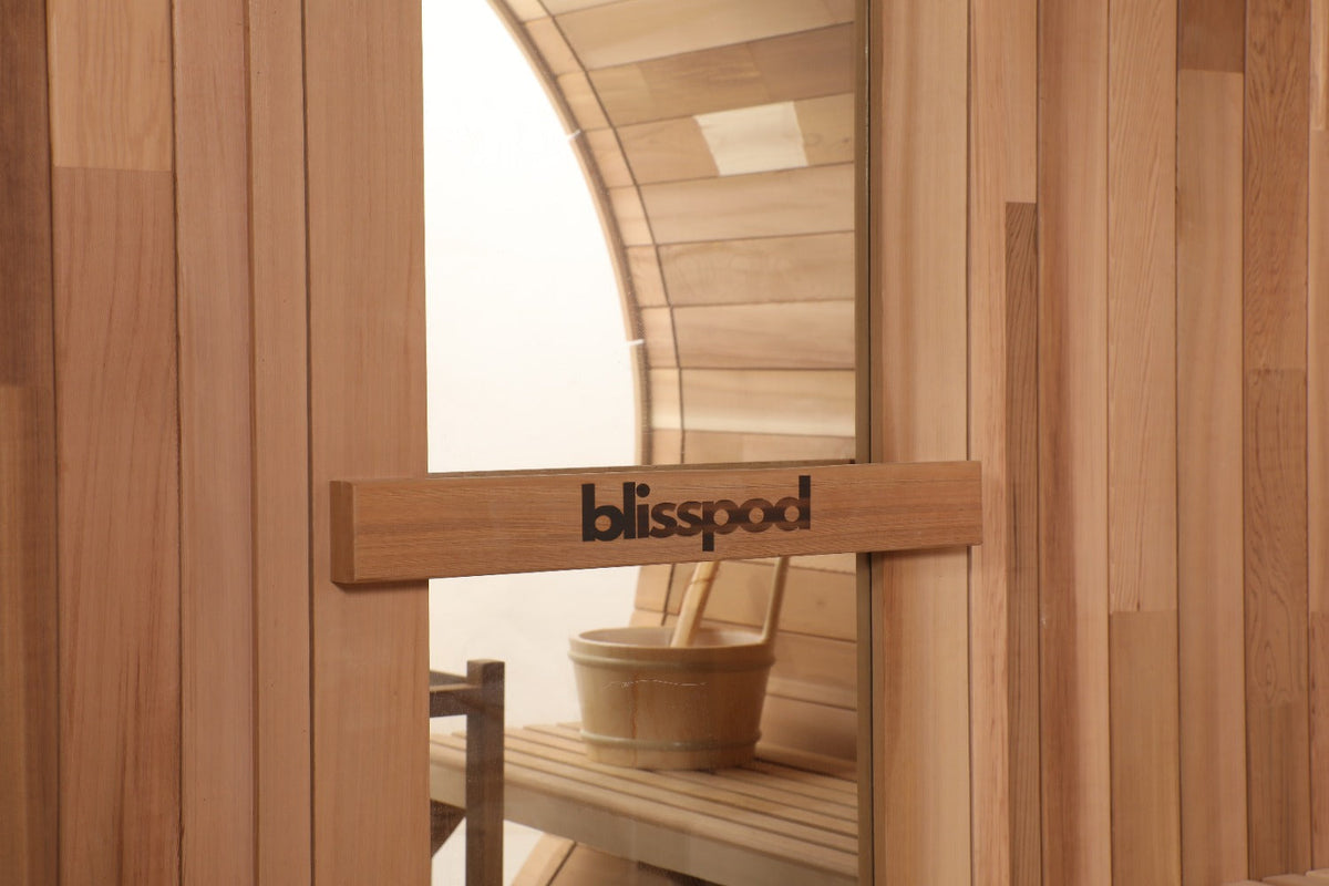 Blisspod | Prague | Canadian Red Cedar Outdoor Steam Barell Sauna | Full Glass Back, photo 10 of 13