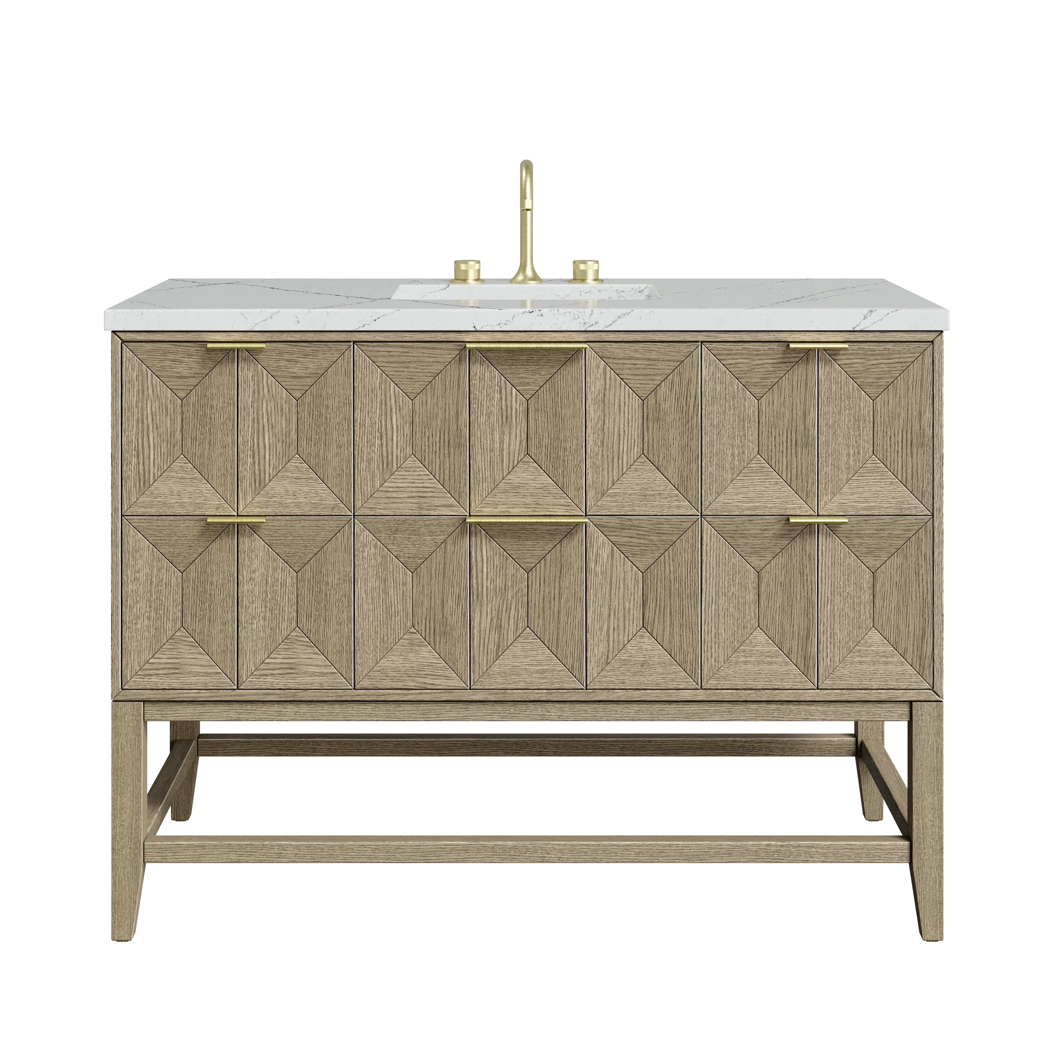 James Martin Emmeline 48" Single Bathroom Vanity, Pebble Oak with Ethereal Noctis countertop