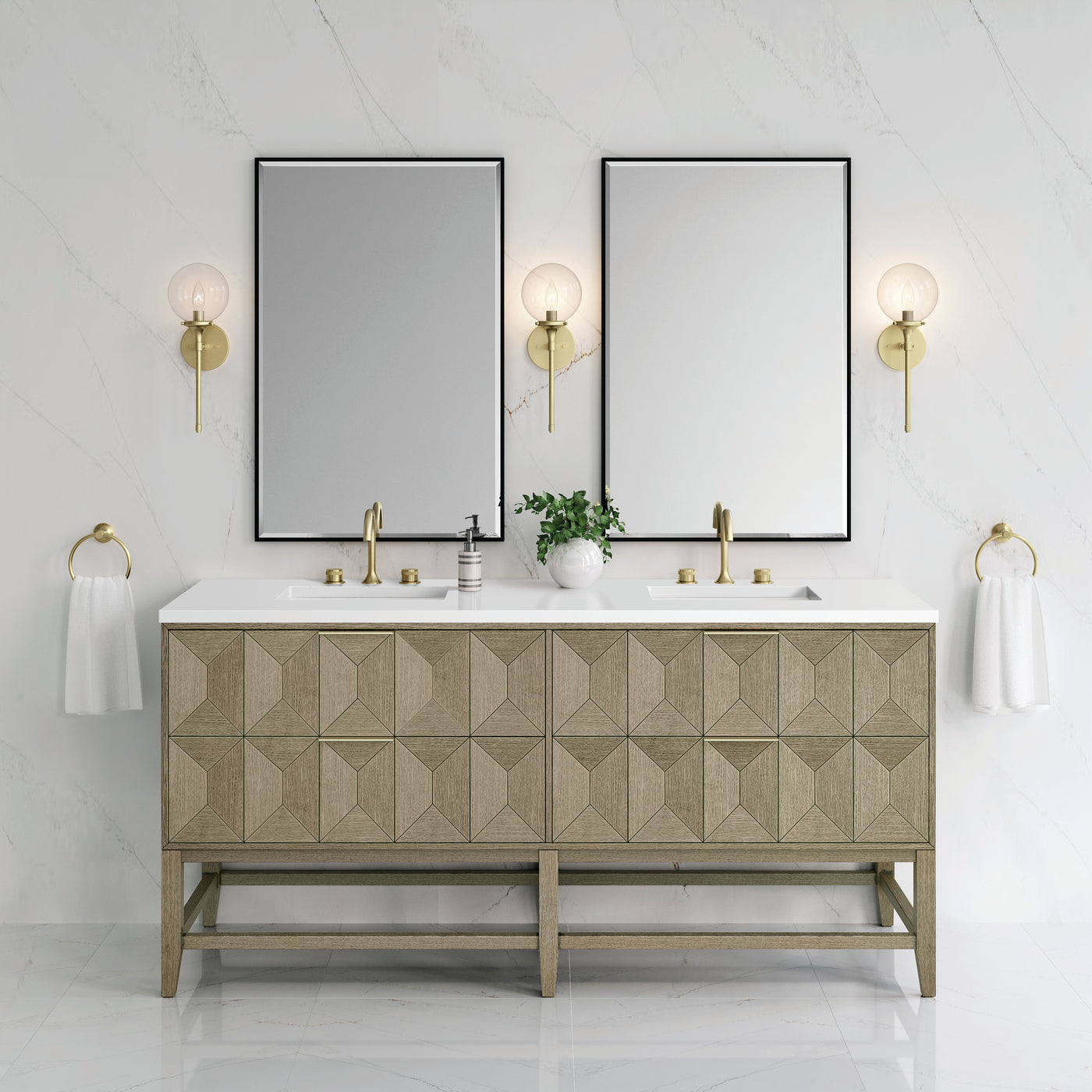 James Martin Emmeline 72" Double Bathroom Vanity, Pebble Oak, view 35