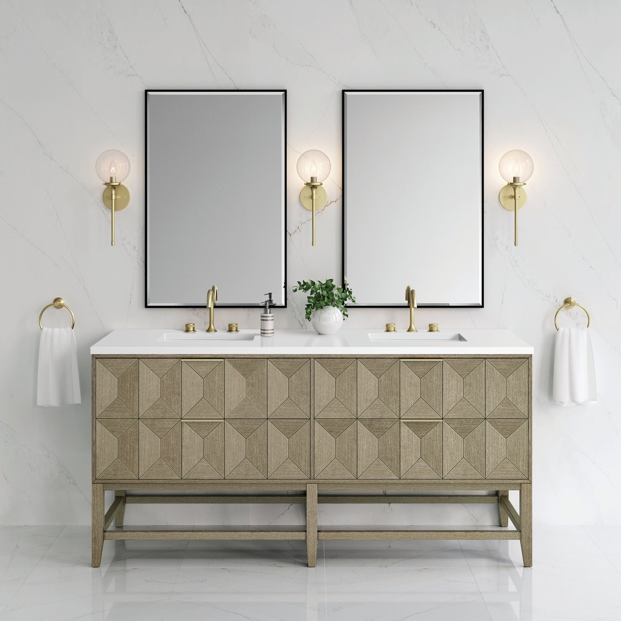 James Martin Emmeline 72" Double Bathroom Vanity, Pebble Oak, view 35