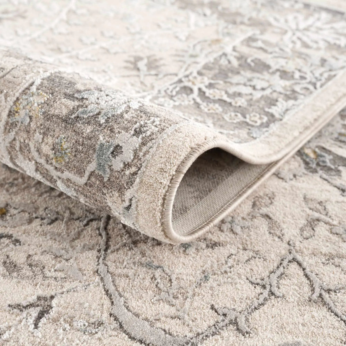 Gauge Cream & Gray Blue Rug with Fringes, photo 12 of 20