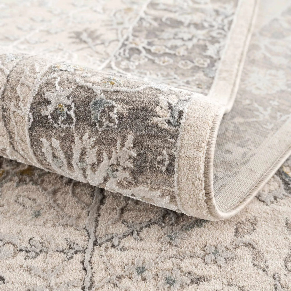 Gauge Cream & Gray Blue Rug with Fringes, photo 5 of 20
