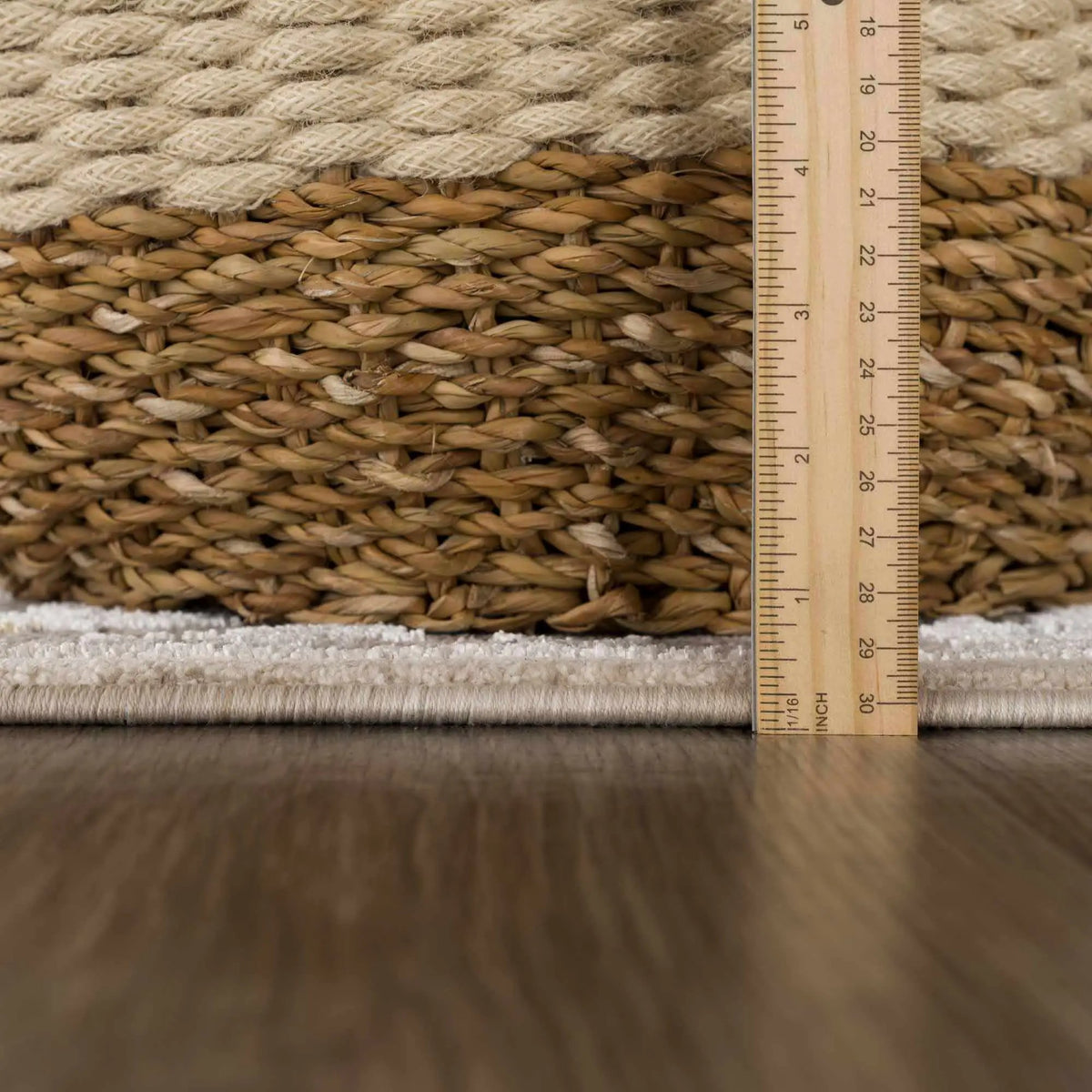 Gauge Cream & Gray Blue Rug with Fringes, photo 6 of 20
