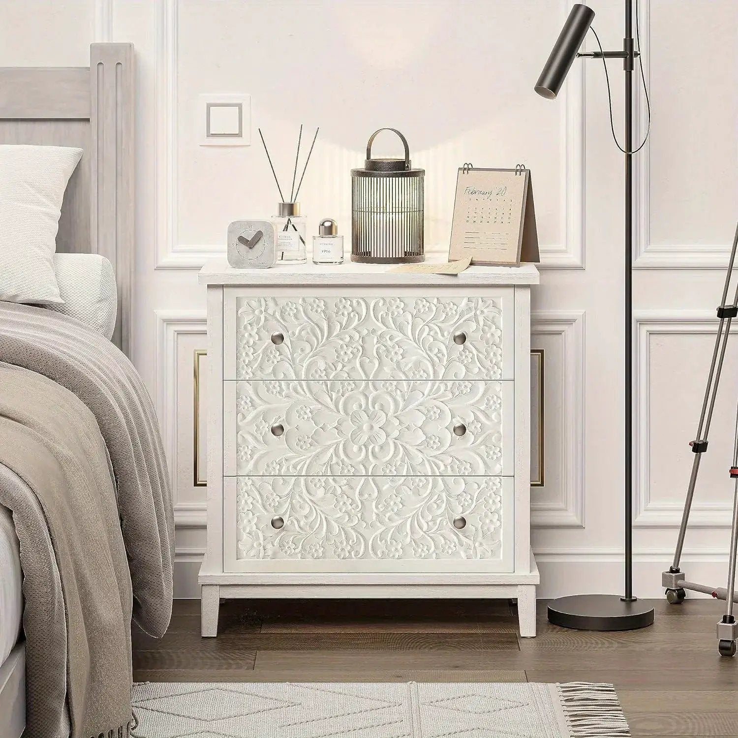 Dresser - Distressed White 3-Drawer by House Of Avana