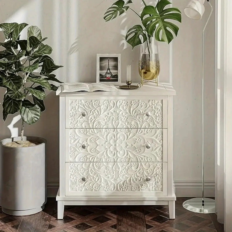 Dresser - Distressed White 3-Drawer by House Of Avana