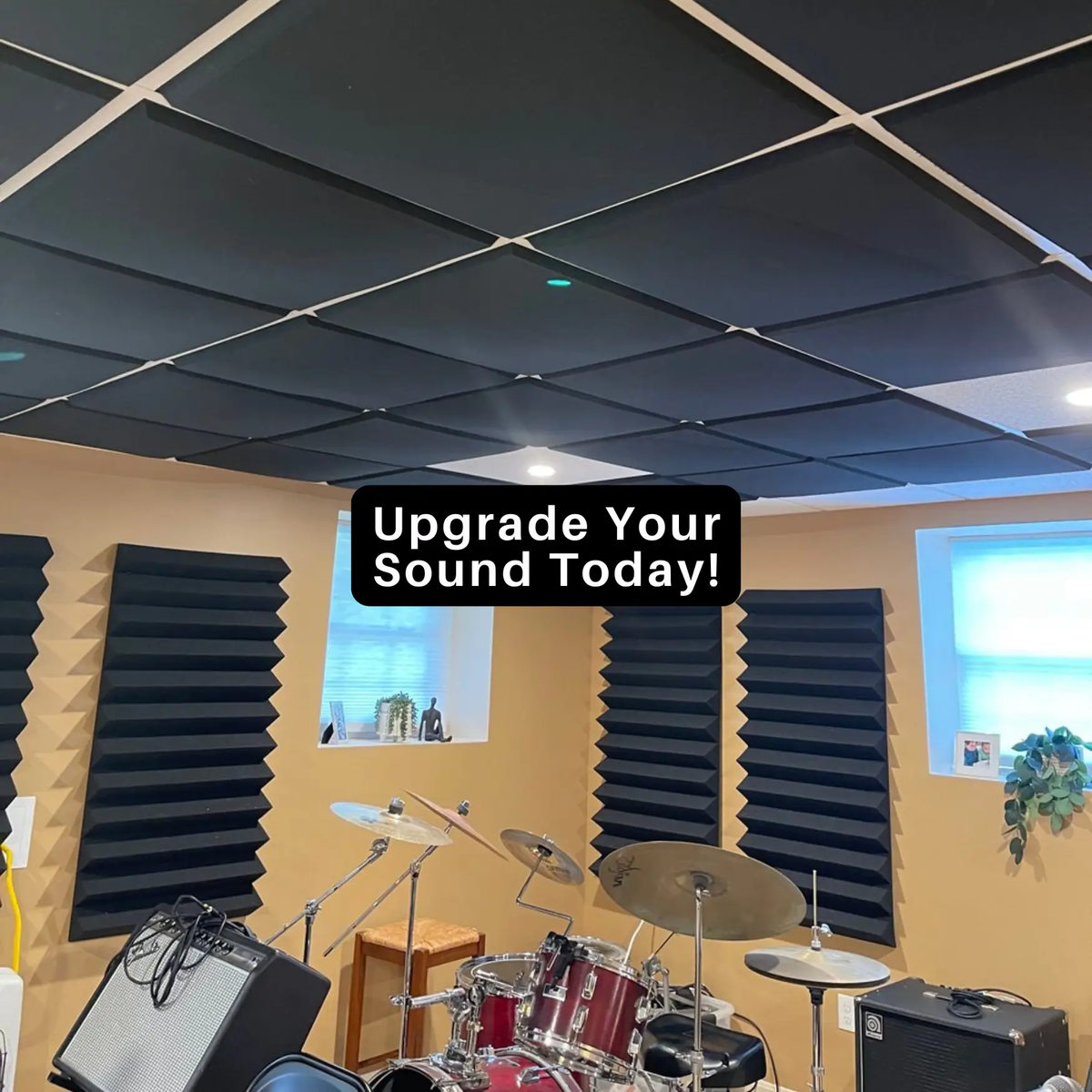 Acoustic Foam Drop Ceiling Tiles, installed in a room