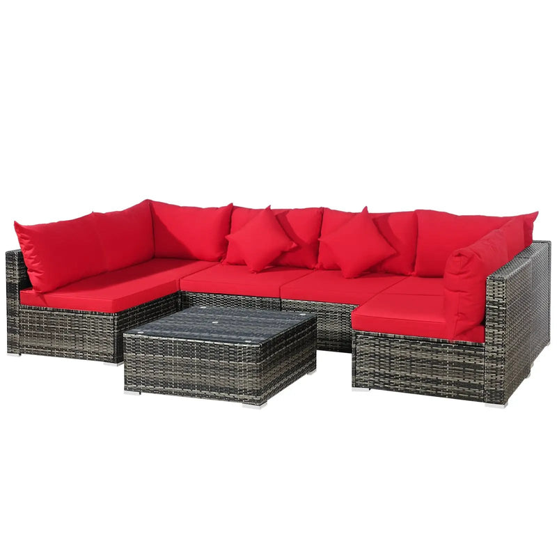 7 Pieces Patio Rattan Furniture Set Sectional Sofa Garden Cushion by DirectDeals