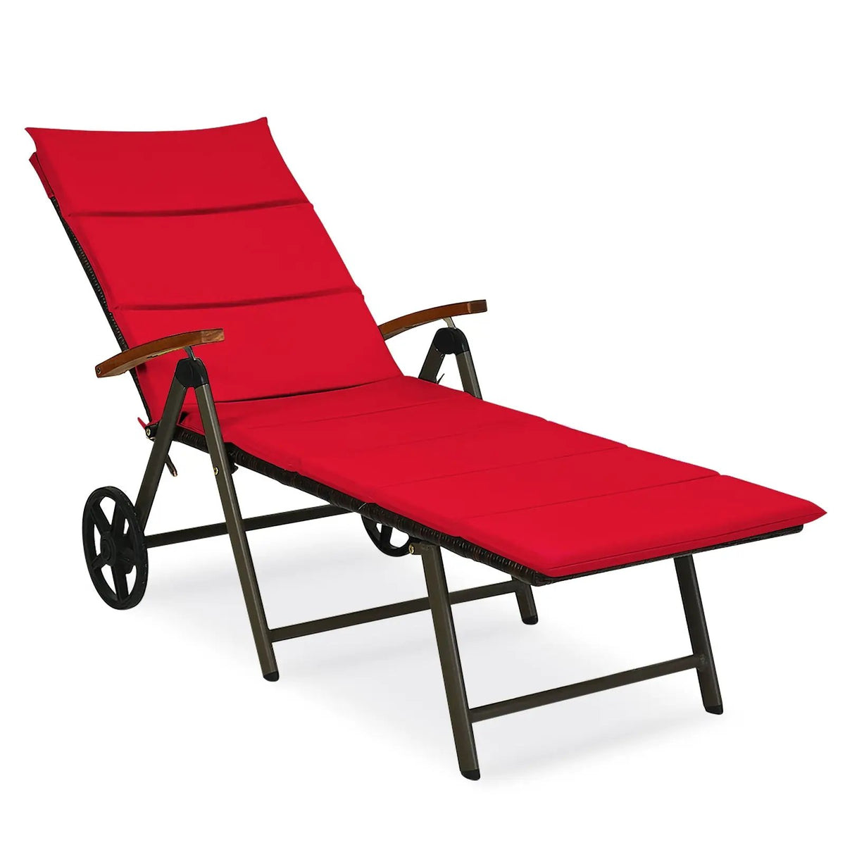 Outdoor Chaise Lounge Chair Rattan Lounger Recliner Chair, photo 10 of 11