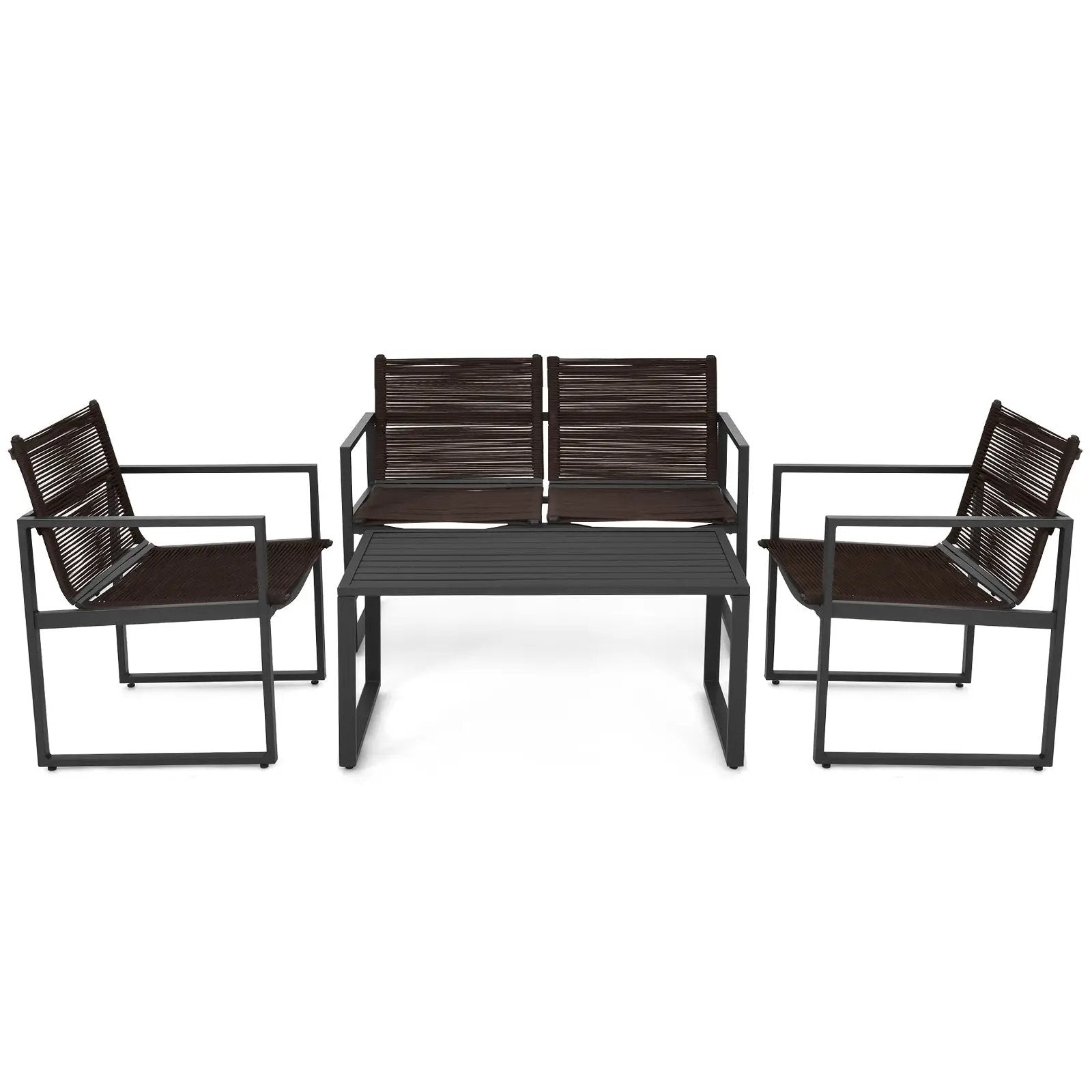 4 Pieces Patio Furniture Conversation Set with Sofa Loveseat by DirectDeals