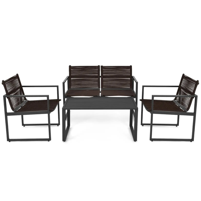 4 Pieces Patio Furniture Conversation Set with Sofa Loveseat by DirectDeals