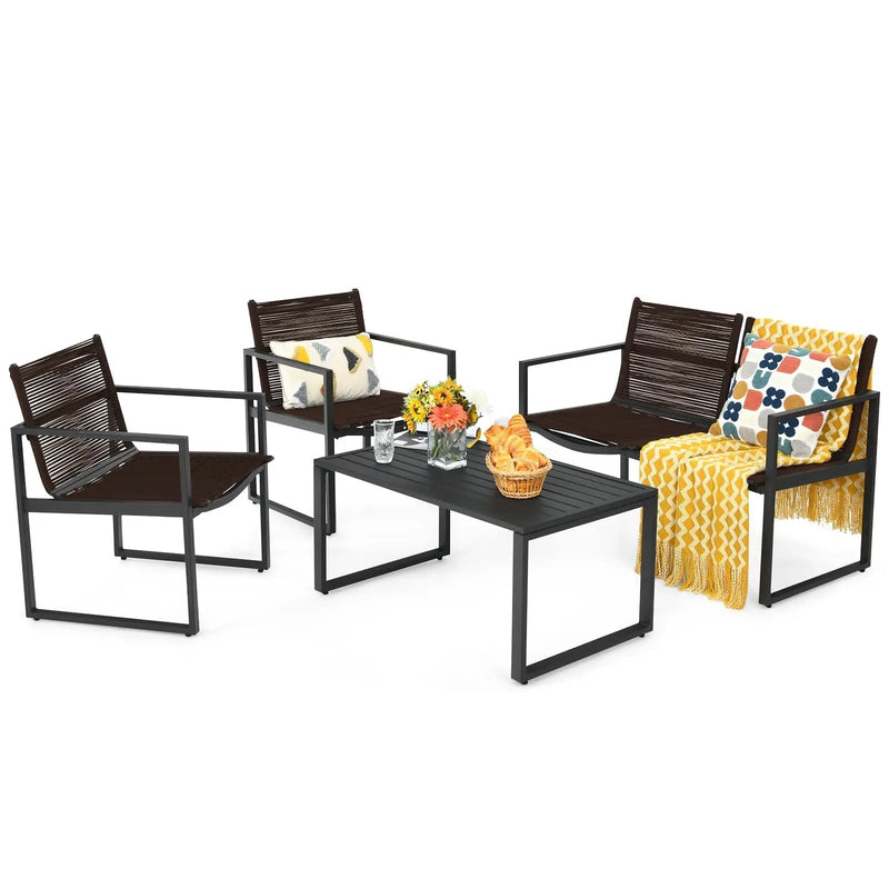 4 Pieces Patio Furniture Conversation Set with Sofa Loveseat by DirectDeals