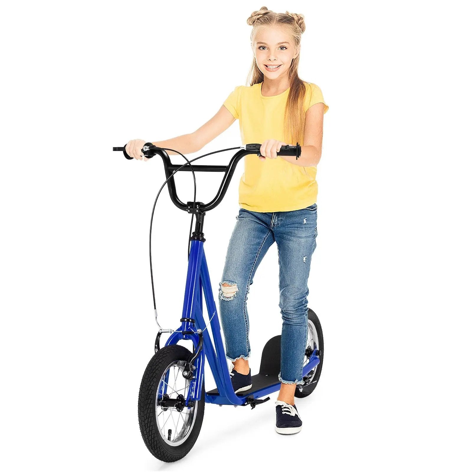 Height Adjustable Kid Kick Scooter with 12 Inch Air Filled Wheel by DirectDeals