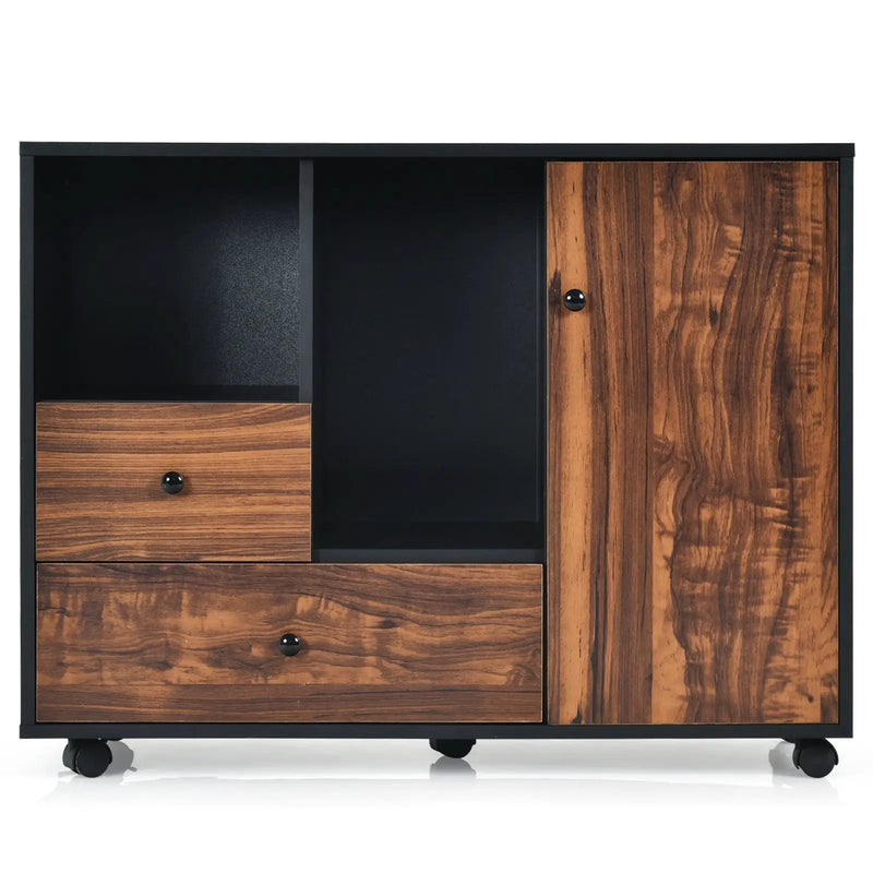 Mobile Filing Cabinet 2 Drawers with Open Shelves for Home and Office by DirectDeals
