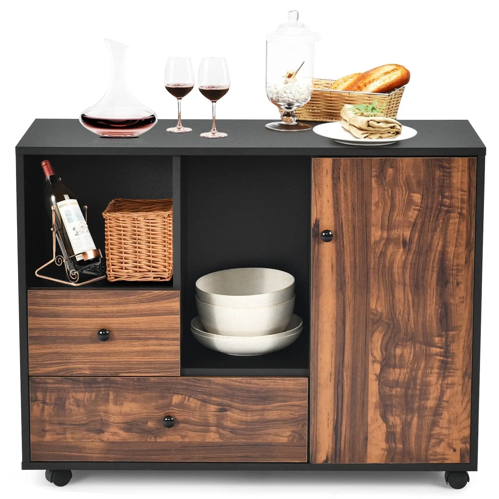Mobile Filing Cabinet 2 Drawers with Open Shelves for Home and Office by DirectDeals