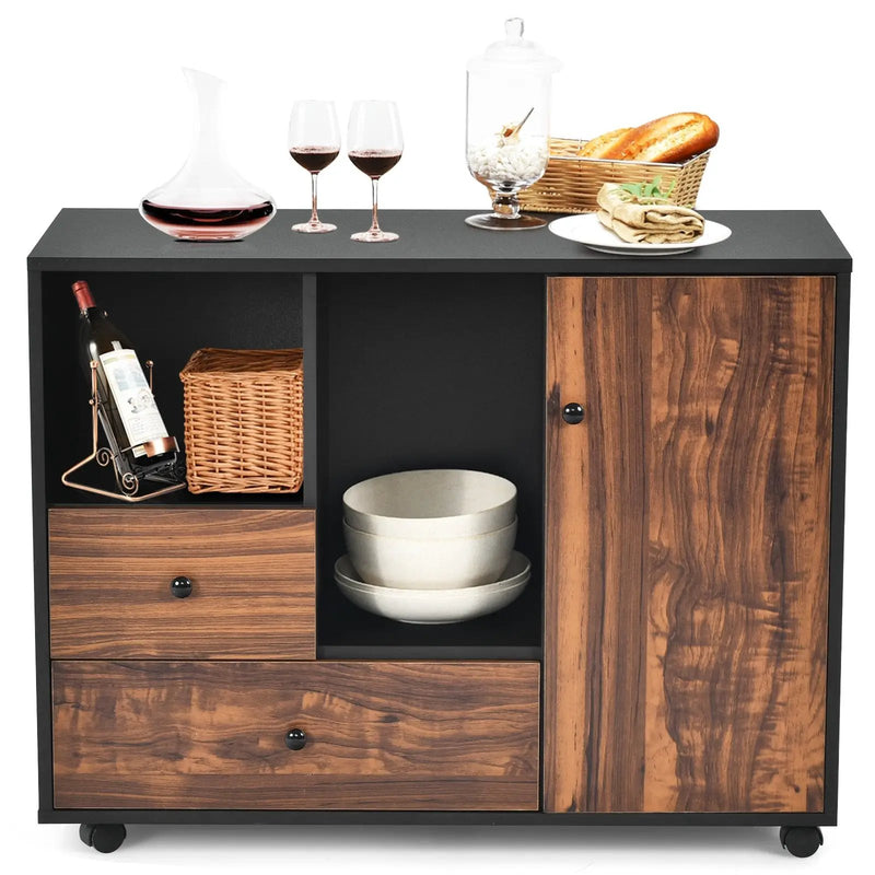 Mobile Filing Cabinet 2 Drawers with Open Shelves for Home and Office by DirectDeals