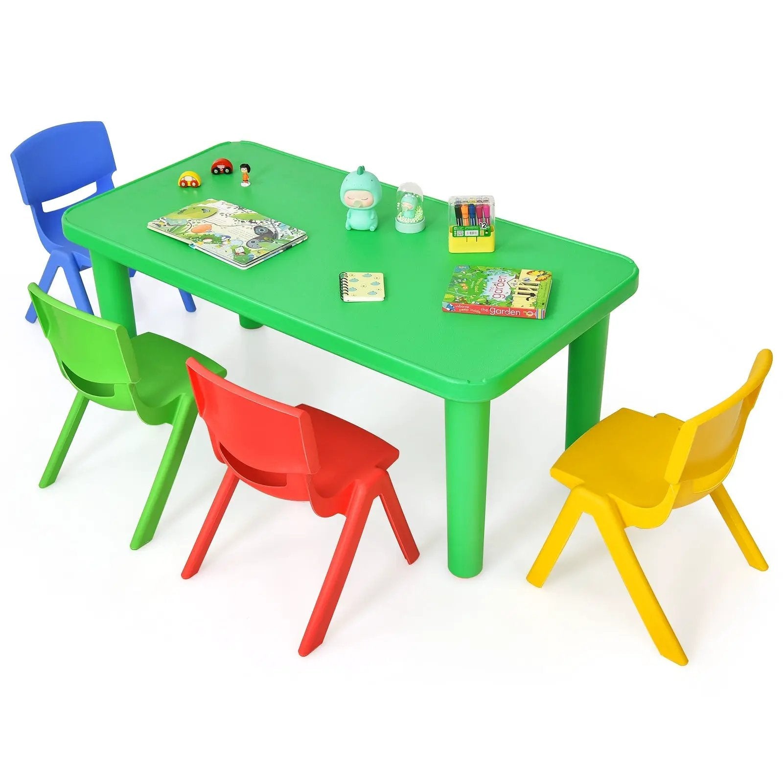 Kids Colorful Plastic Table and 4 Chairs Set by DirectDeals