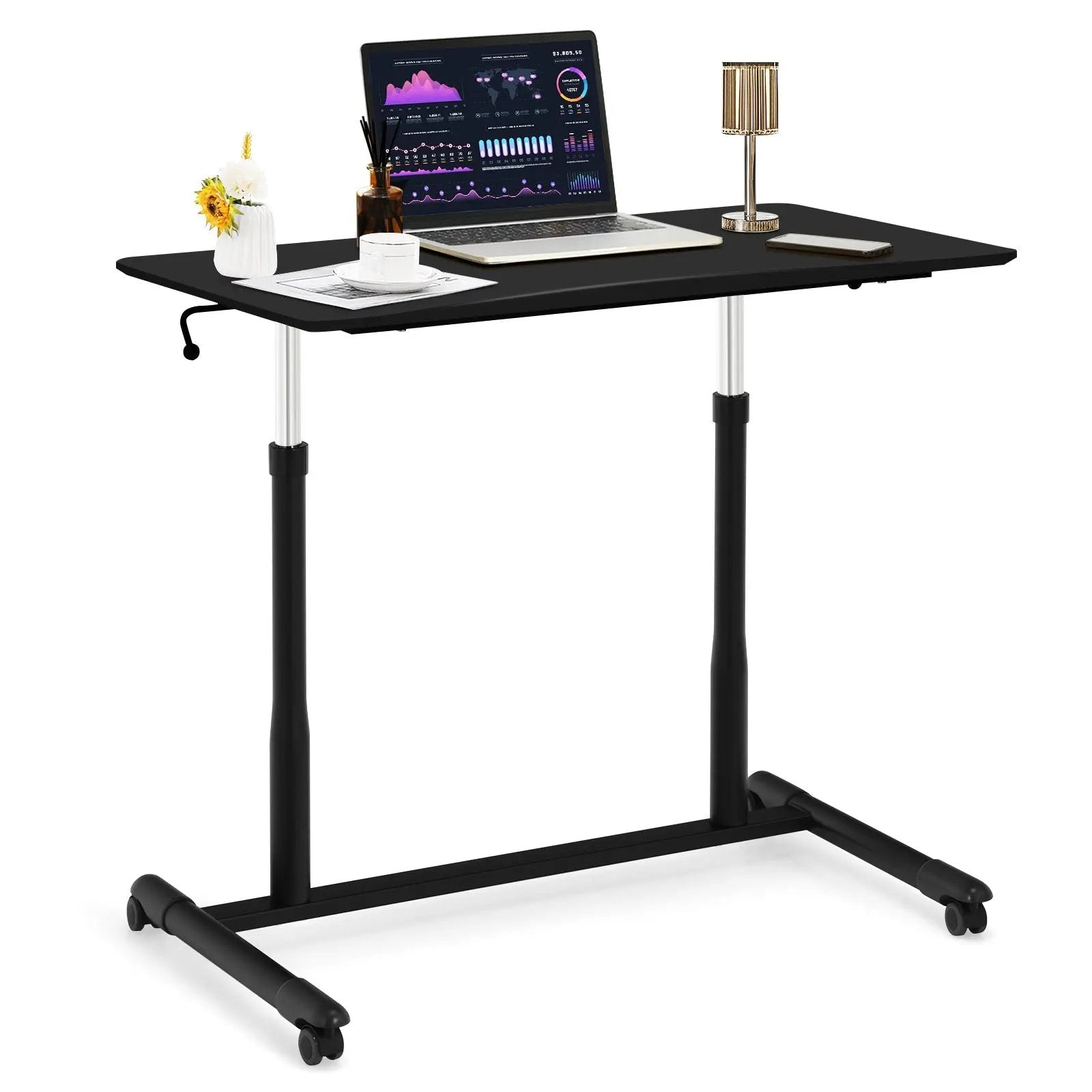 Height Adjustable Computer Desk Sit to Stand Rolling by DirectDeals