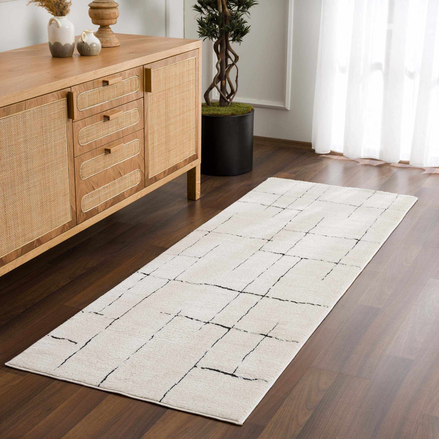 Koume Beige Maze Area Rug by Boutique Rugs