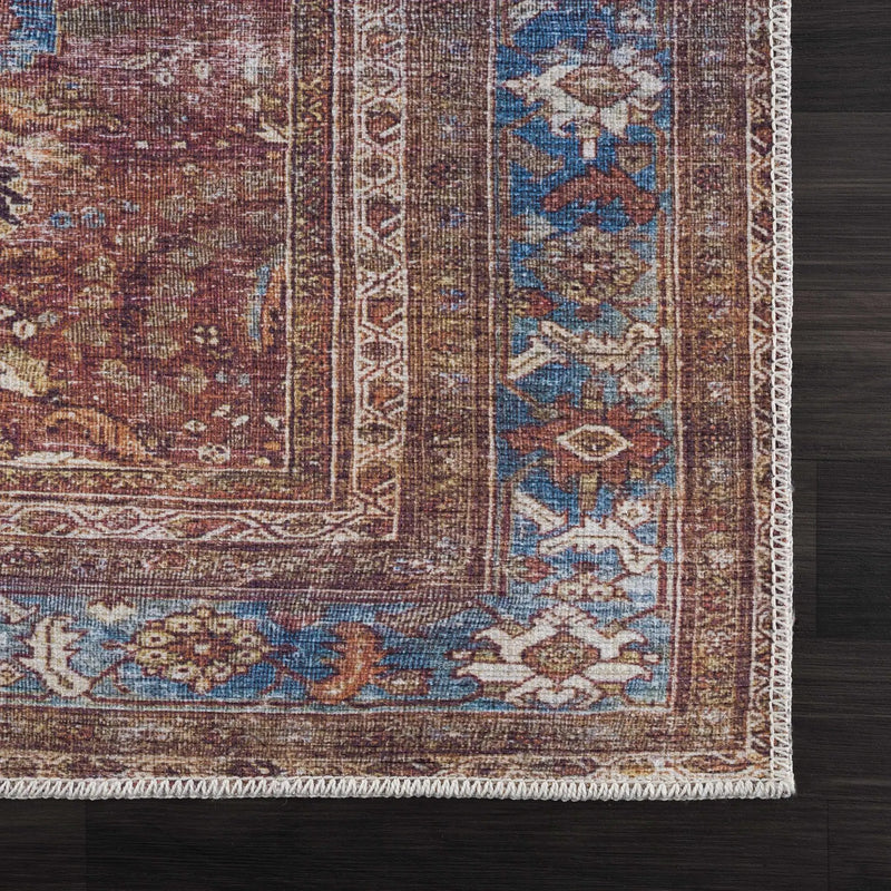 Rust Baki Traditional Washable Area Rug - Clearance by Boutique Rugs