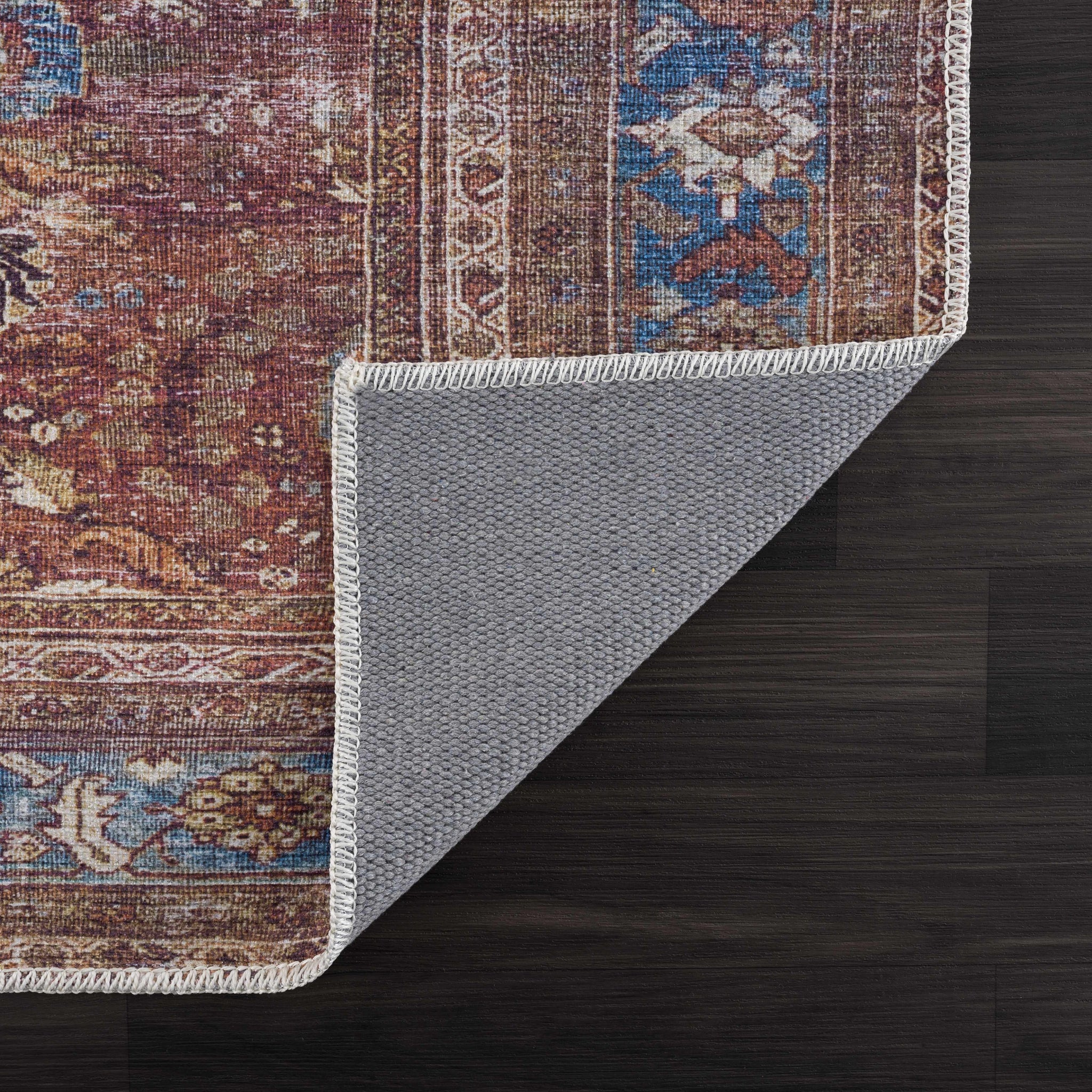 Rust Baki Traditional Washable Area Rug - Clearance by Boutique Rugs