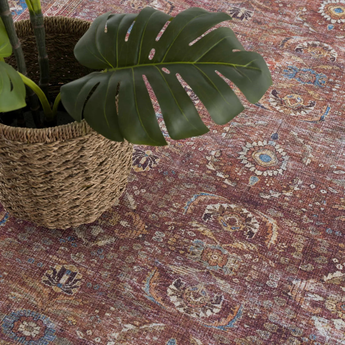 Rust Baki Traditional Washable Area Rug - Clearance, photo 7 of 12