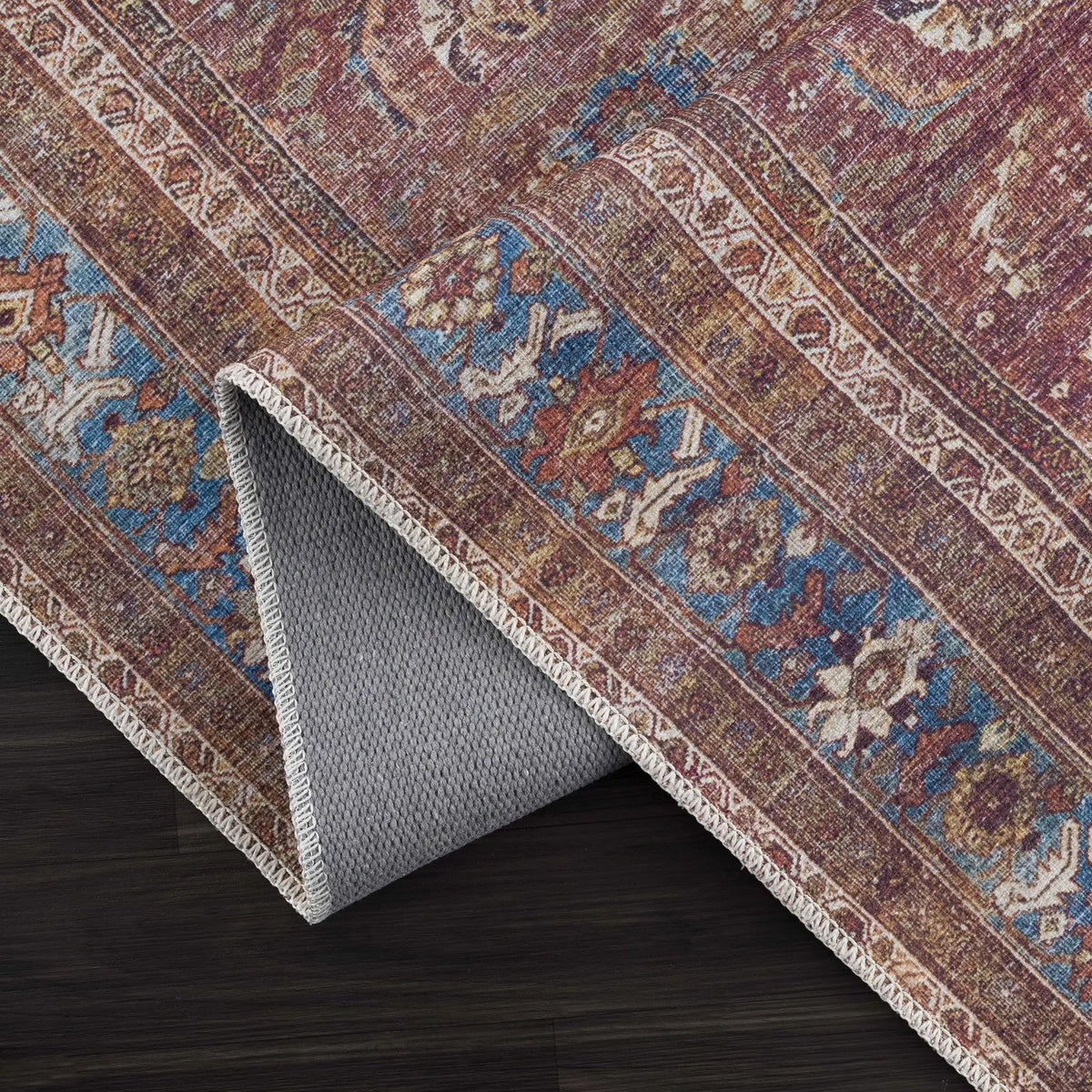Rust Baki Traditional Washable Area Rug - Clearance, photo 4 of 12