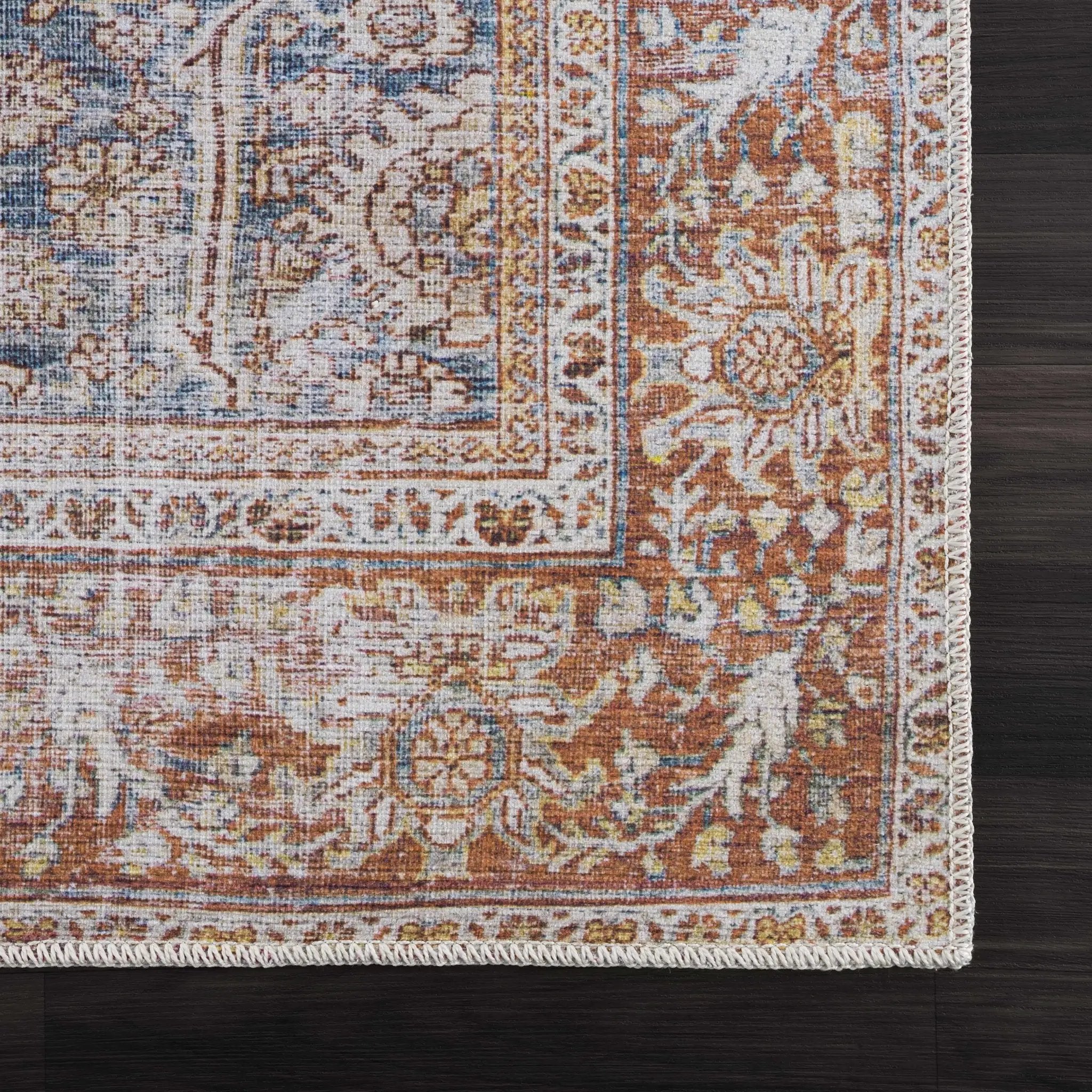 Rust Mair Traditional Washable Area Rug - Clearance by Boutique Rugs