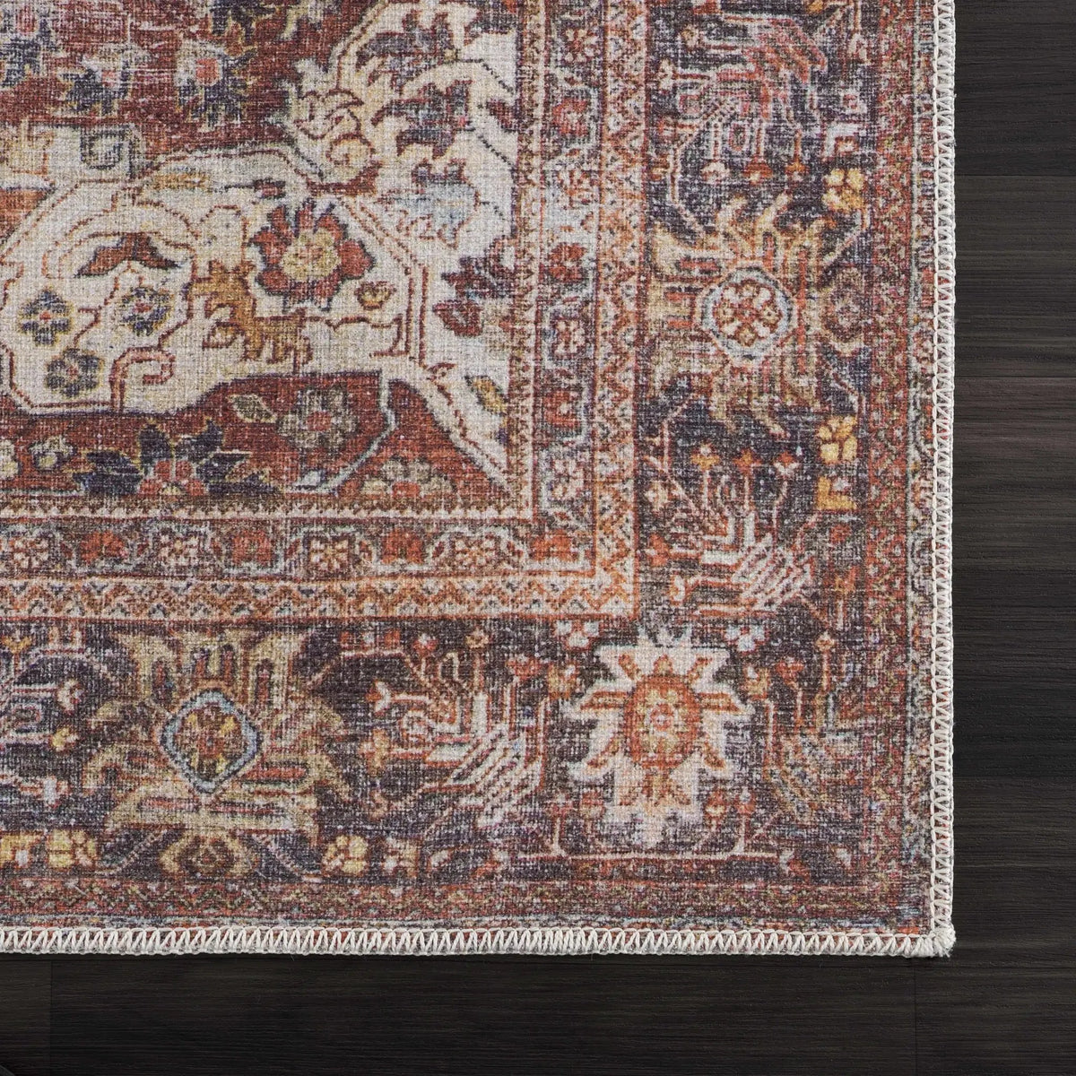 Rust Elki Vintage Medallion Washable Area Rug - Clearance, photo 7 of 12