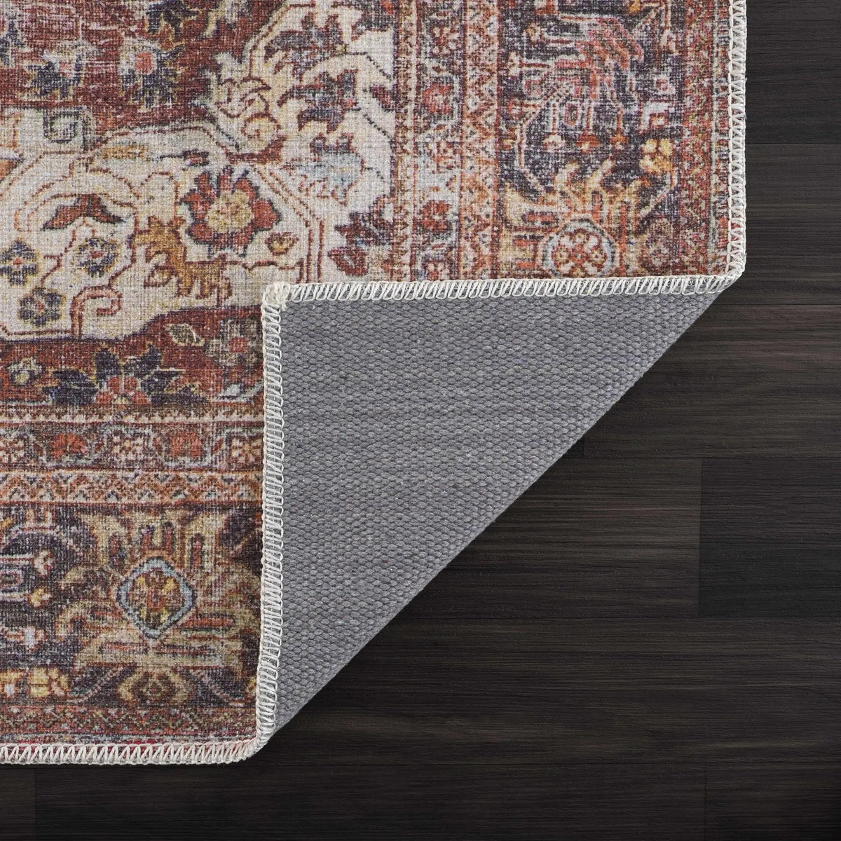 Rust Elki Vintage Medallion Washable Area Rug - Clearance, photo 4 of 12