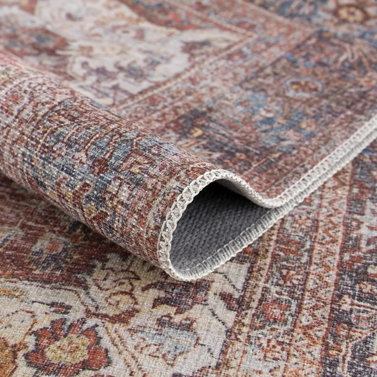 Rust Elki Vintage Medallion Washable Area Rug - Clearance, photo 5 of 12