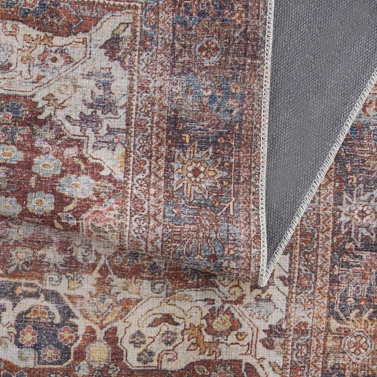 Rust Elki Vintage Medallion Washable Area Rug - Clearance, photo 3 of 12