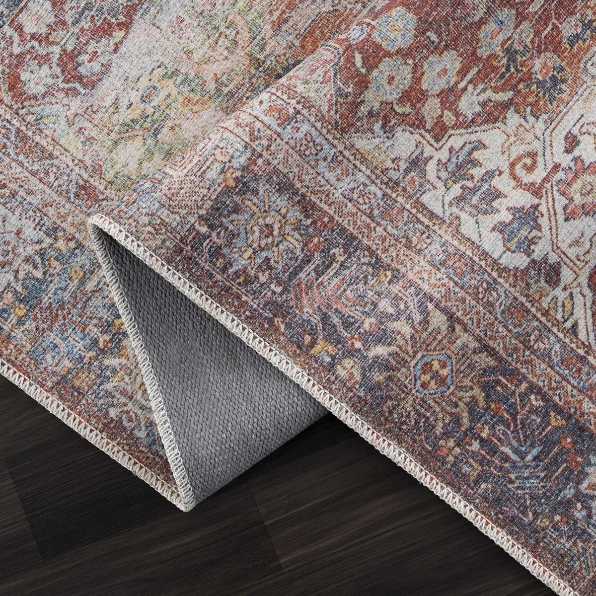Rust Elki Vintage Medallion Washable Area Rug - Clearance, photo 6 of 12