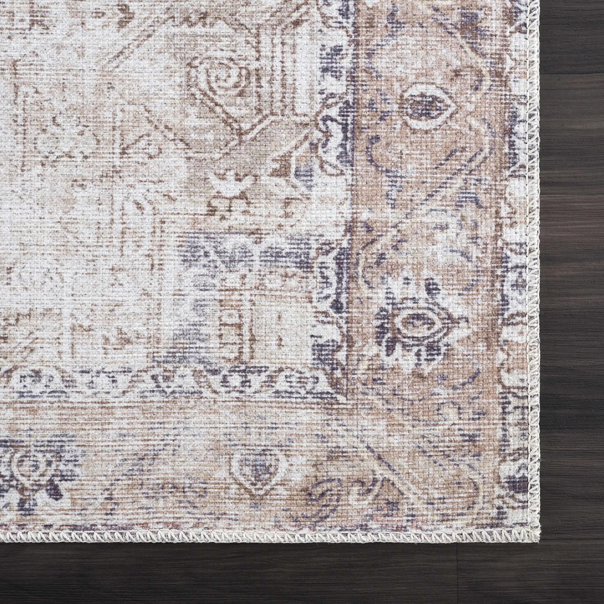 Beige Rosman Washable Area Rug - Clearance by Boutique Rugs