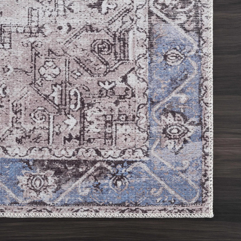 Rosman Blue&Beige - Promo Washable Area Rug - Clearance by Boutique Rugs
