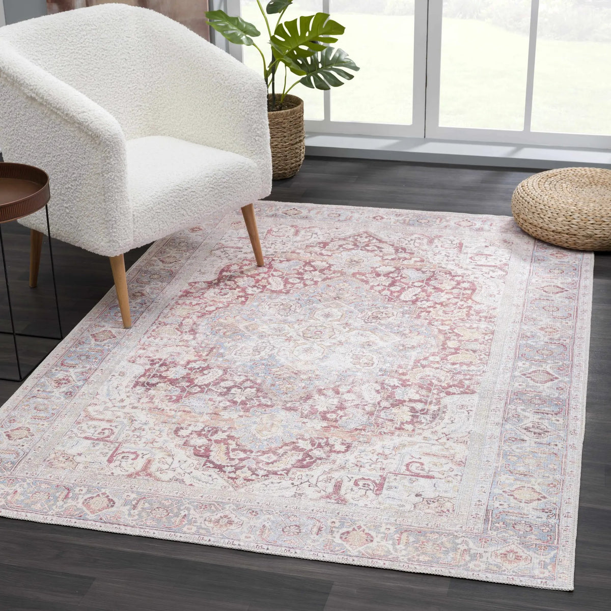 Cream Rust Leeston Washable Rug - Clearance, photo 6 of 18