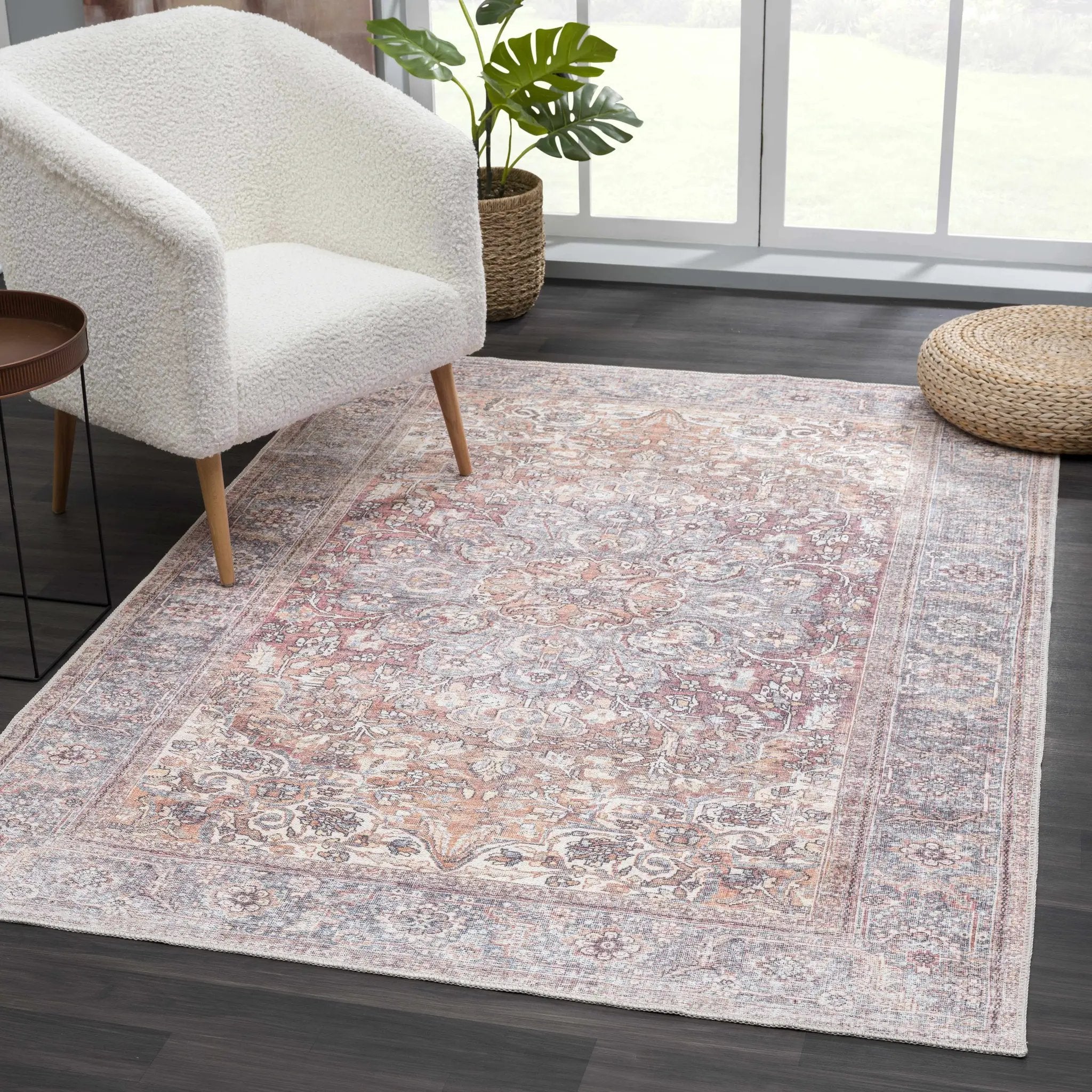 Rust Gardnertown Medallion Washable Area Rug - Clearance by Boutique Rugs