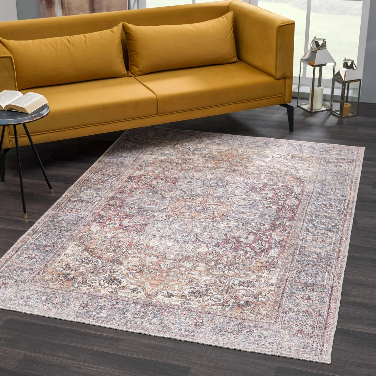 Rust Gardnertown Medallion Washable Area Rug - Clearance, photo 4 of 15