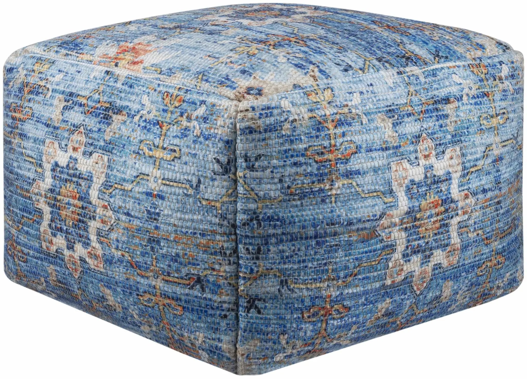 Cuddington Sky Blue Woven Pouf by Boutique Rugs