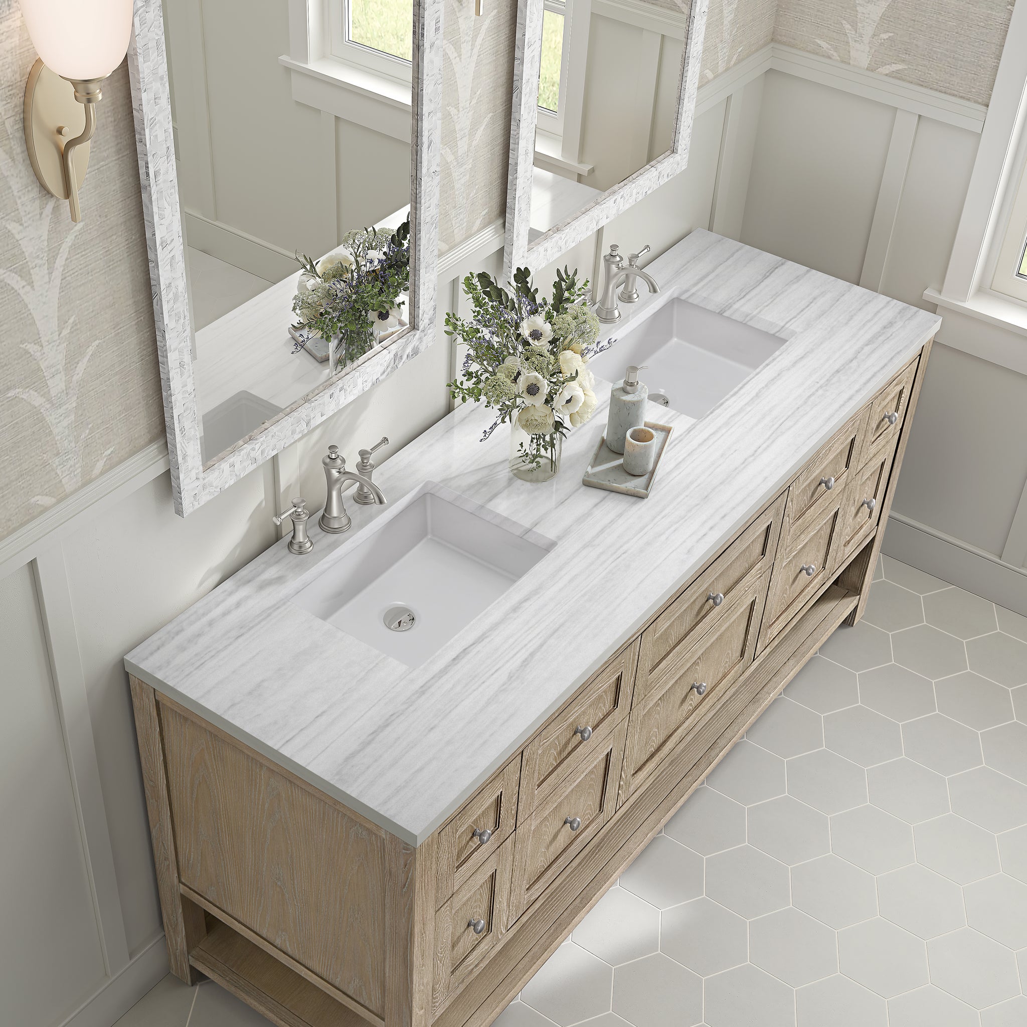 James Martin Breckenridge 72" Double Bathroom Vanity, Whitewashed Oak, view 36
