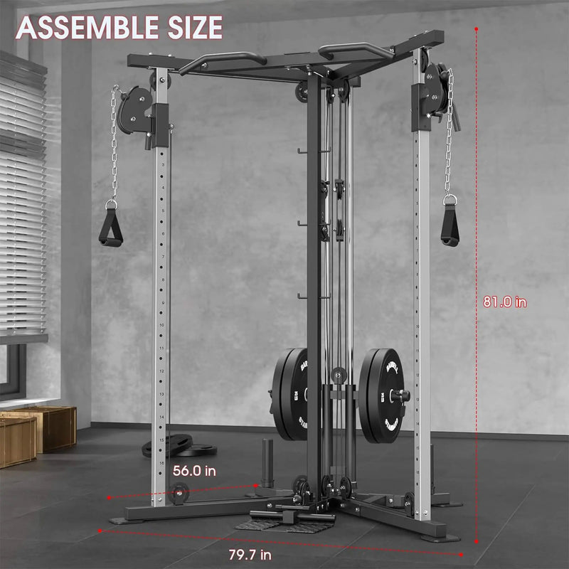 Rovix Dual Pulley Cable Crossover Machine With Pull Up And LAT Bar (SAK98124) by SAKSBY WHOLESALE