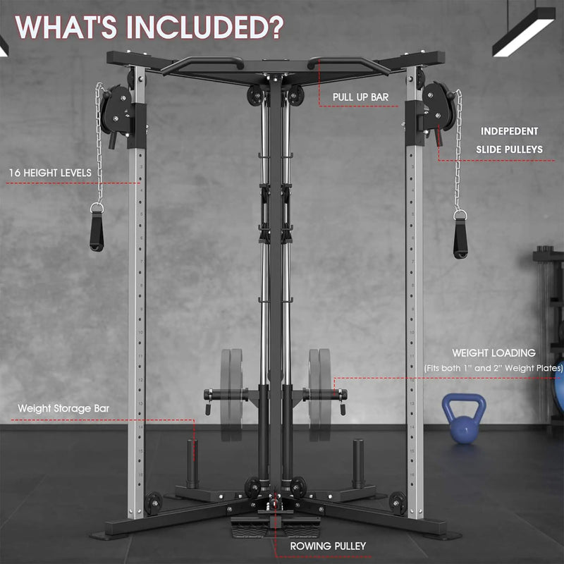 Rovix Dual Pulley Cable Crossover Machine With Pull Up And LAT Bar (SAK98124) by SAKSBY WHOLESALE