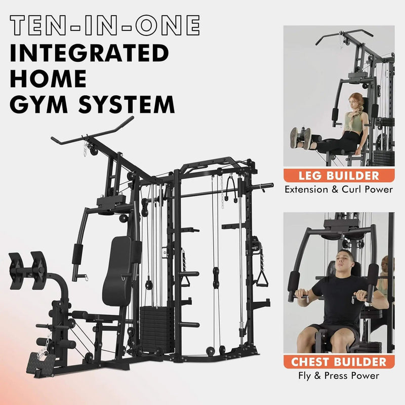 Rovix Dual Station Smith Machine With Cable Crossover Home Gym (SAK24079) by SAKSBY WHOLESALE