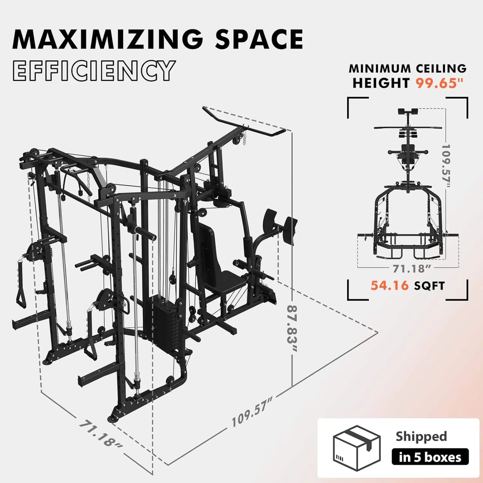 Rovix Dual Station Smith Machine With Cable Crossover Home Gym (SAK24079) by SAKSBY WHOLESALE