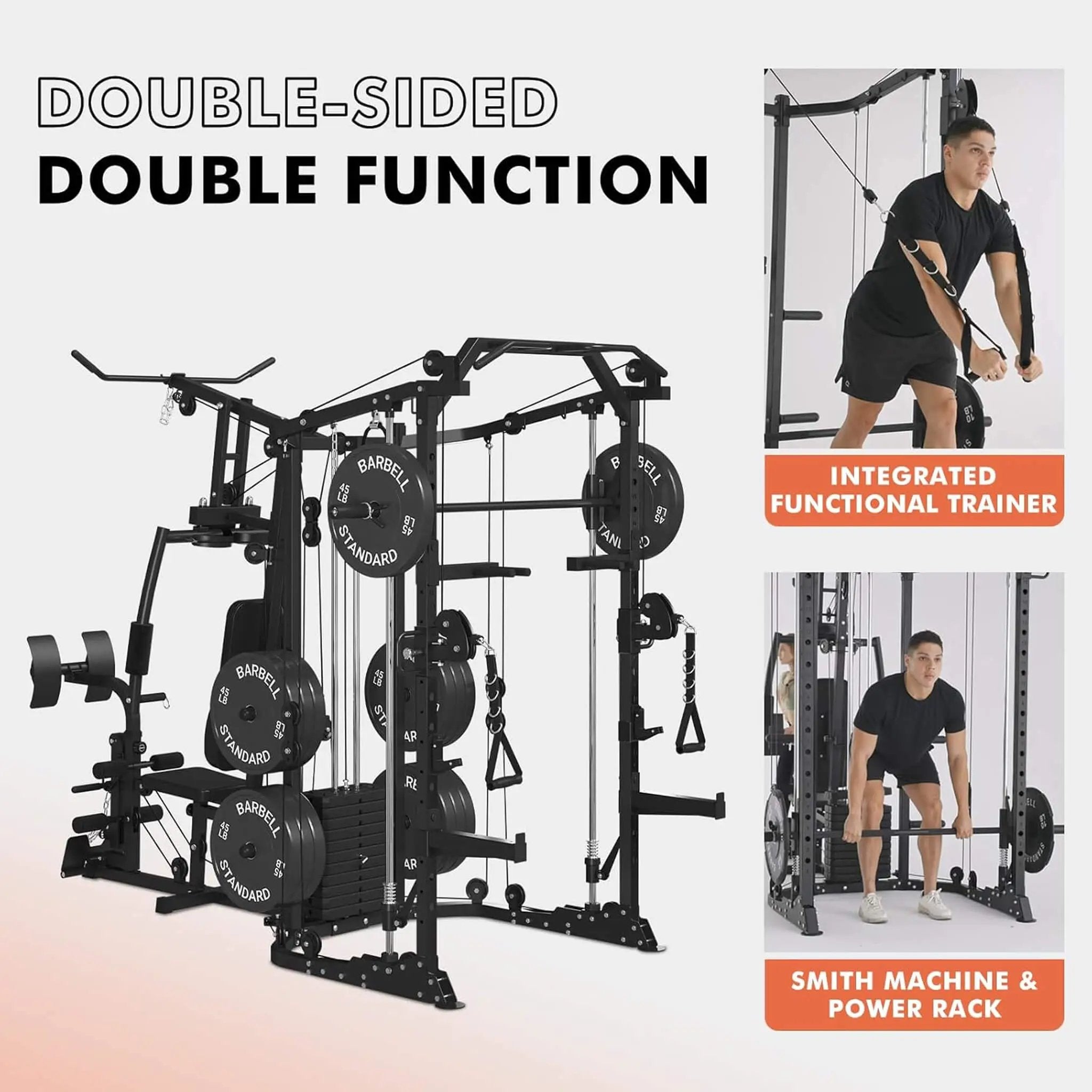 Rovix Dual Station Smith Machine With Cable Crossover Home Gym (SAK24079) by SAKSBY WHOLESALE