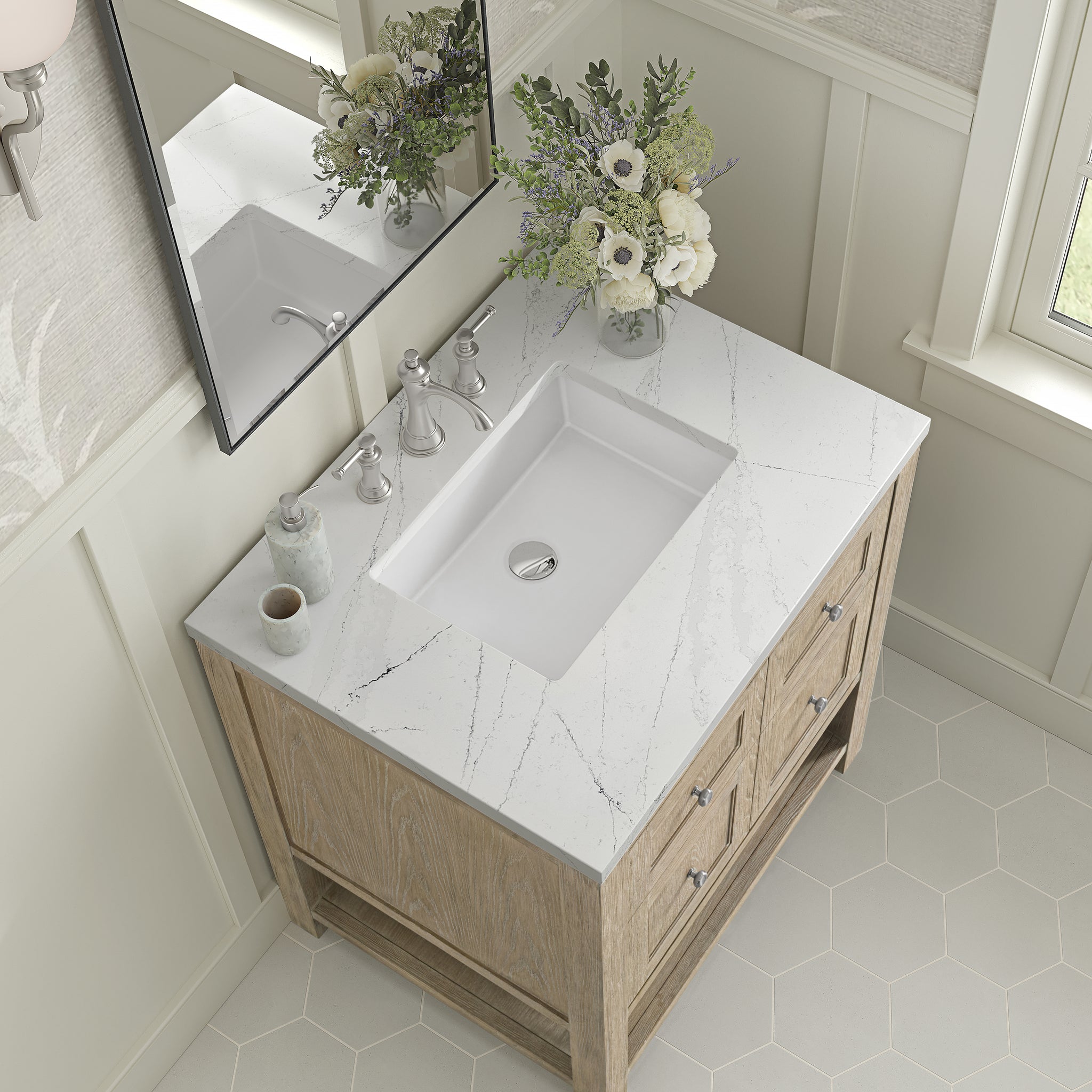 James Martin Breckenridge 30" Single Bathroom Vanity, Whitewashed Oak, view 29