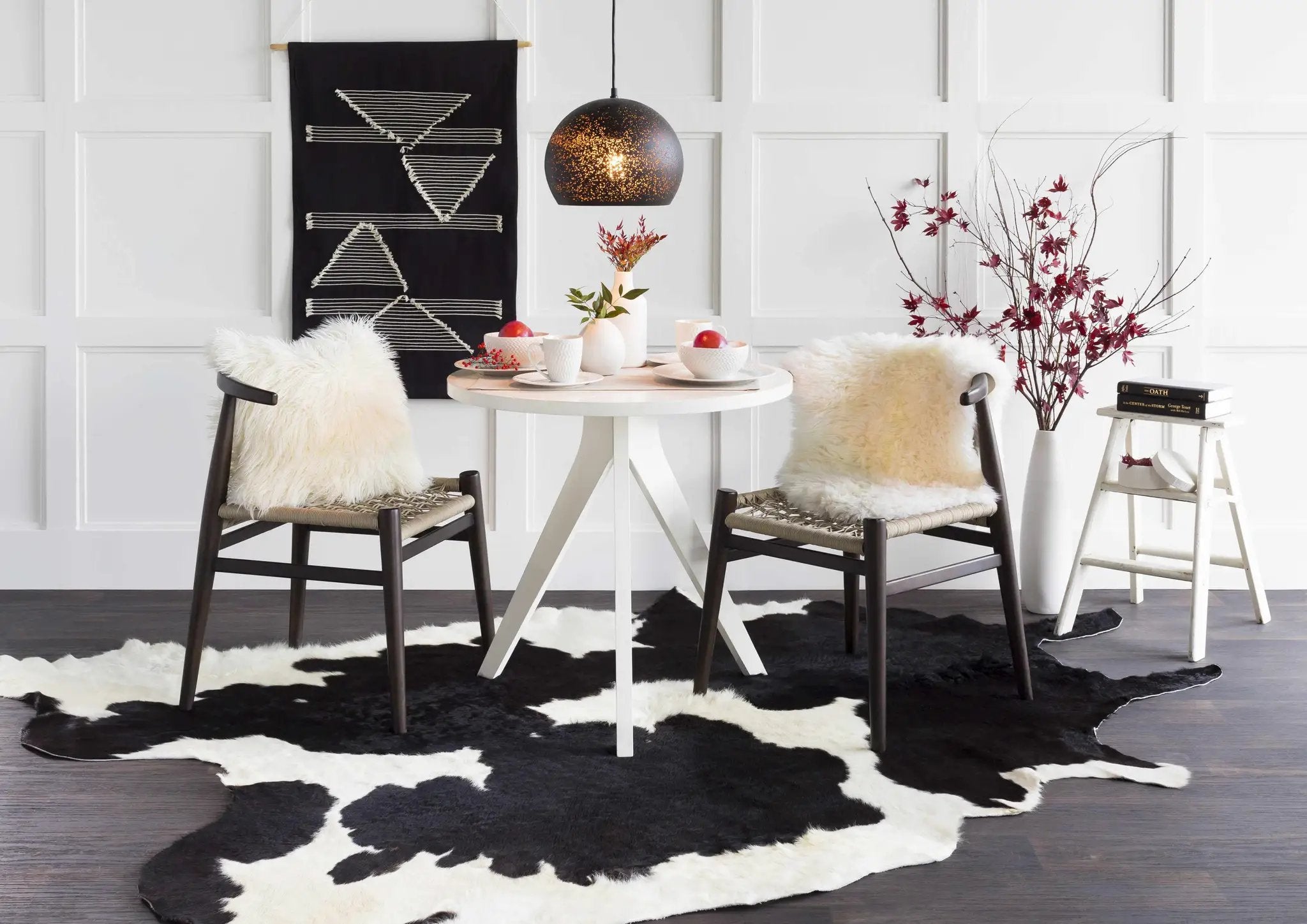 Olmitz Black-Beige Modern Geometric Wall Hanging by Boutique Rugs