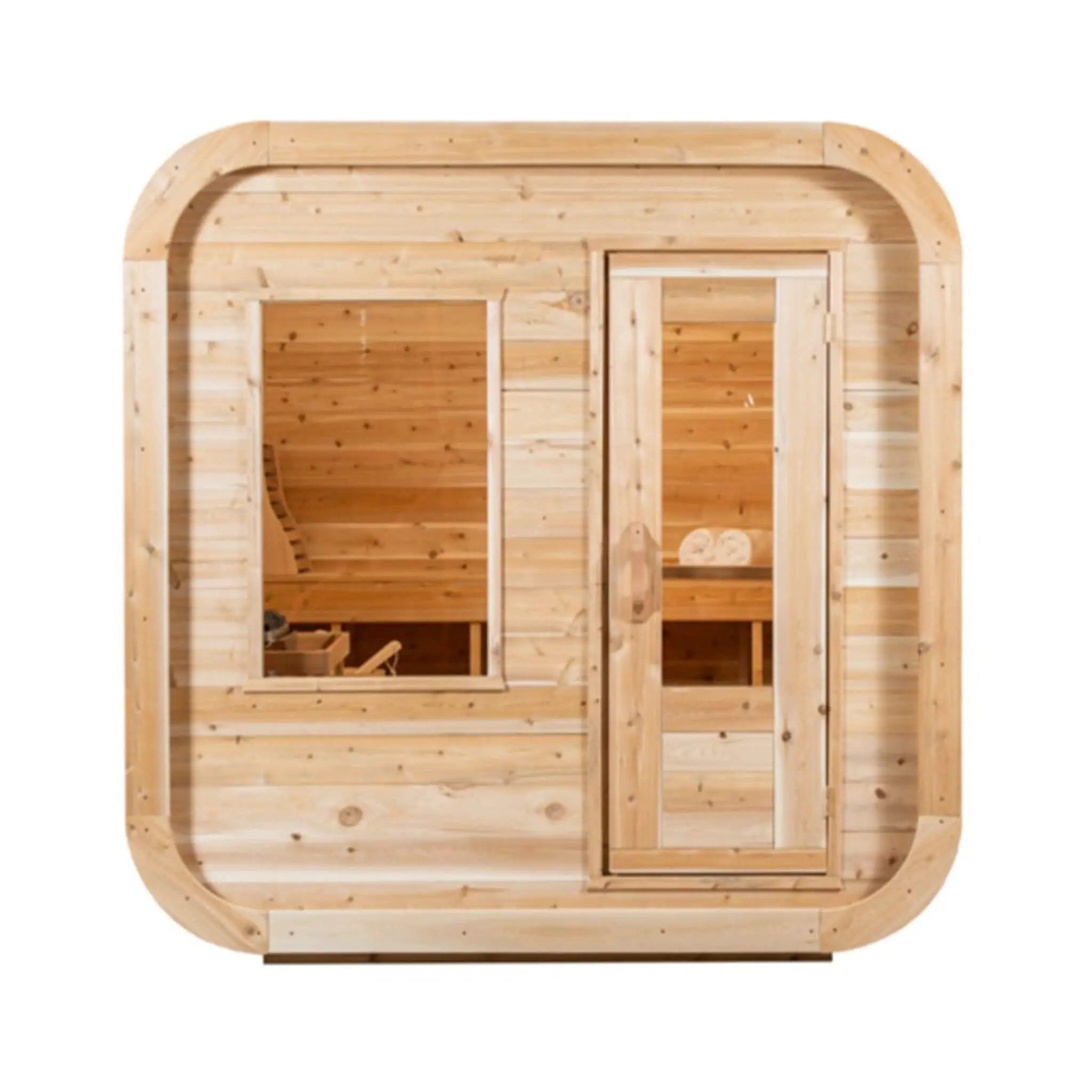 Dundalk Leisurecraft 4-Person Canadian Timber Luna Cube Sauna With Sloped Roof And Front Window [CTC22LU] (SAK96475) by SAKSBY WHOLESALE