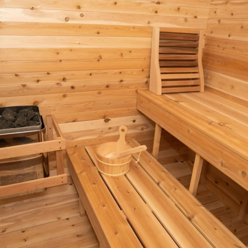 Dundalk Leisurecraft 4-Person Canadian Timber Luna Cube Sauna With Sloped Roof And Front Window [CTC22LU] (SAK96475) by SAKSBY WHOLESALE