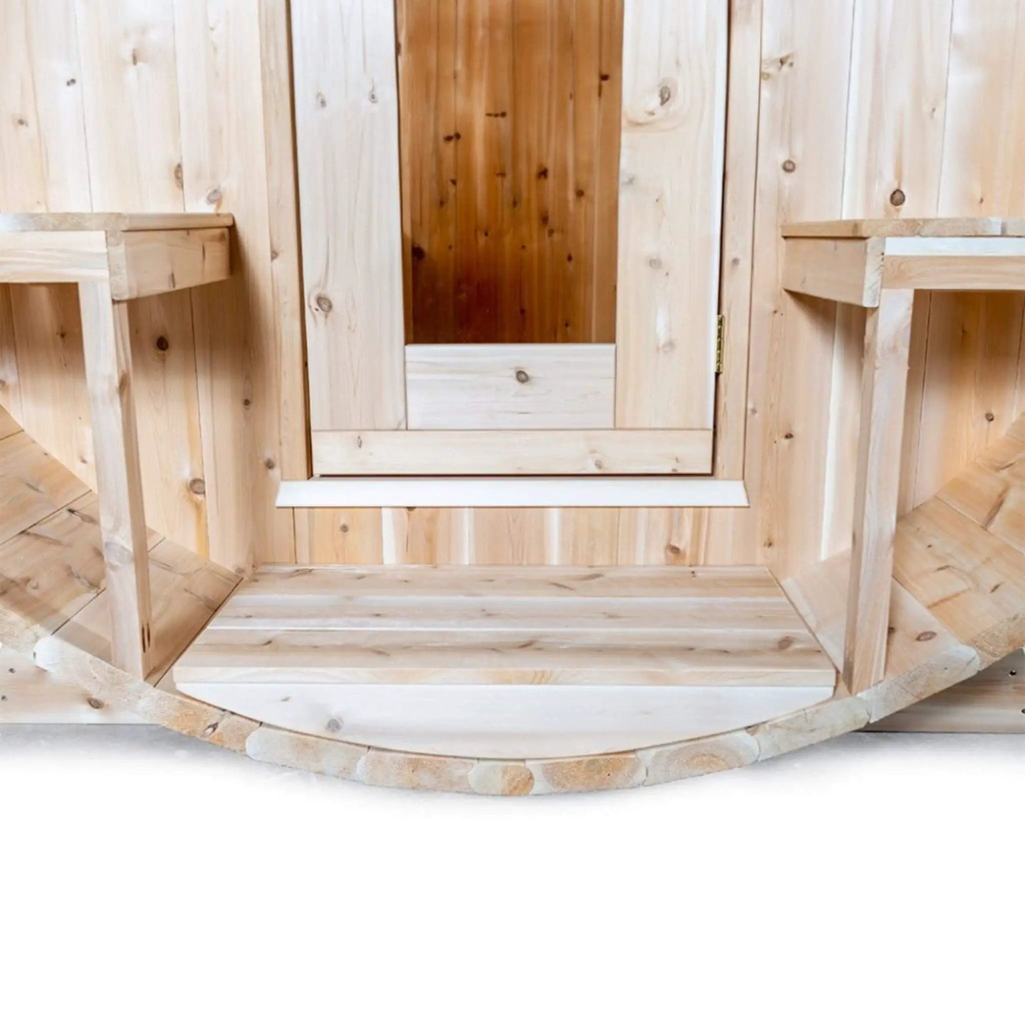 Dundalk Leisurecraft 4-Person Canadian Timber Serenity Barrel Sauna With Solid Wood Benches [CTC2245W] (SAK94862) by SAKSBY WHOLESALE